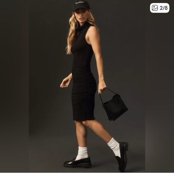 Michael Stars Dresses & Skirts - Michael Stars Macy Black Sleeveless Turtleneck Bodycon Stretch Dress Medium